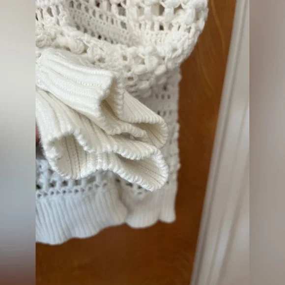 Boden White crochet Crew Neck Sweater with Textured Knit Design 14 - Picture 6 of 8